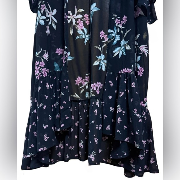SOLD: Mercari. Torrid Whimsigoth Black Floral Ruffle Hem Duster - Picture 3 of 4